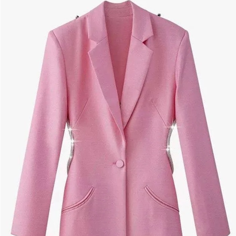 Pink Silk Crystal Blazer Dress